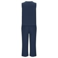 thumbnail image 5 of Women's 2 Piece Outfits Clearance 2PC Fashion Women's V-neck Solid Sleeveless Top + Loose Pocket Pants Suit Wide Leg Pants, 5 of 5