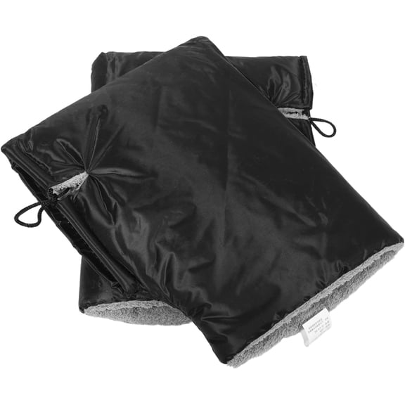 Motorcycle Handlebar Gloves Black with Thermal Insulation and Plush Lining, Windproof and Waterproof PVC Cover for Winter Riding on Motorcycles and Mountain Bikes