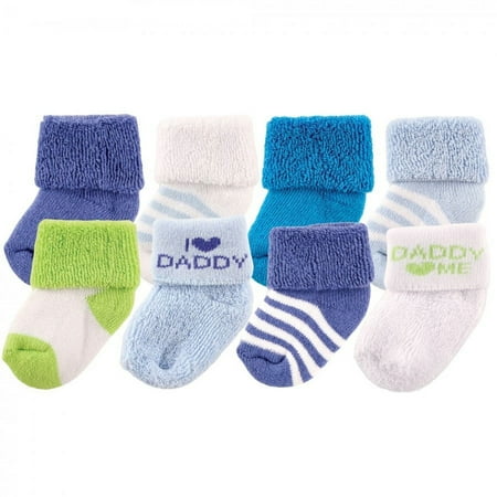 UPC: 0660168280357 | Luvable Friends Baby Boy Newborn and Baby Terry Socks Blue Daddy 6-12 Months