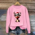 thumbnail image 4 of GUZOM Womens Christmas Reindeer Graphic Sweatshirt - Oversized Crew Neck Long Sleeves, Pink Festive Style for Holiday & Casual Wear,Size XL, 4 of 4