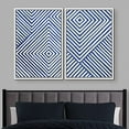 thumbnail image 2 of IDEA4WALL Framed Wall Art Print Set 3D Illusion Effect Blue and White Diamond Collage Abstract Shapes Modern Contemporary for Living Room, Bedroom, Office - 16"x24"x2 White, 2 of 5