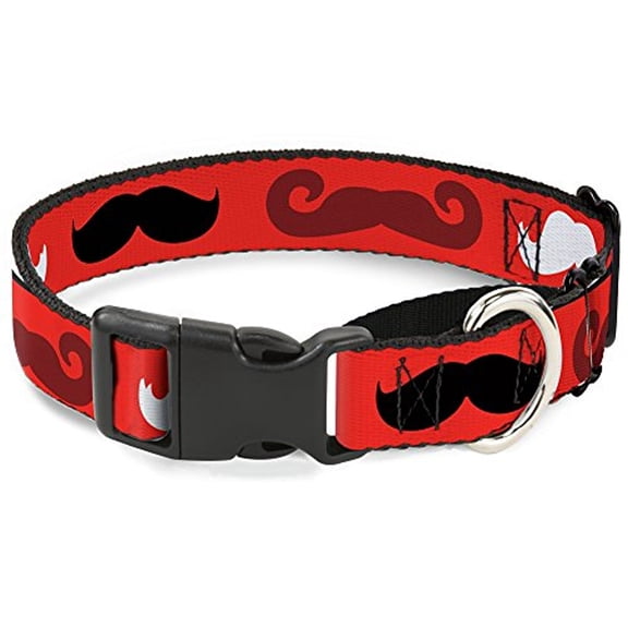 buckle-down martingale dog collar - mustaches red brown white black - 1" wide - fits 15-26" neck size - large
