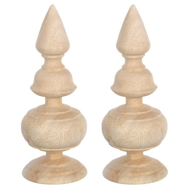 2 remates de madera sin terminar: remates decorativos para postes de cama, escaleras, barras de cortina, mástiles y manualidades.