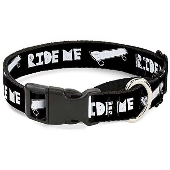 buckle-down martingale dog collar - ride me skateboard black white - 1" wide - fits 15-26" neck size - large