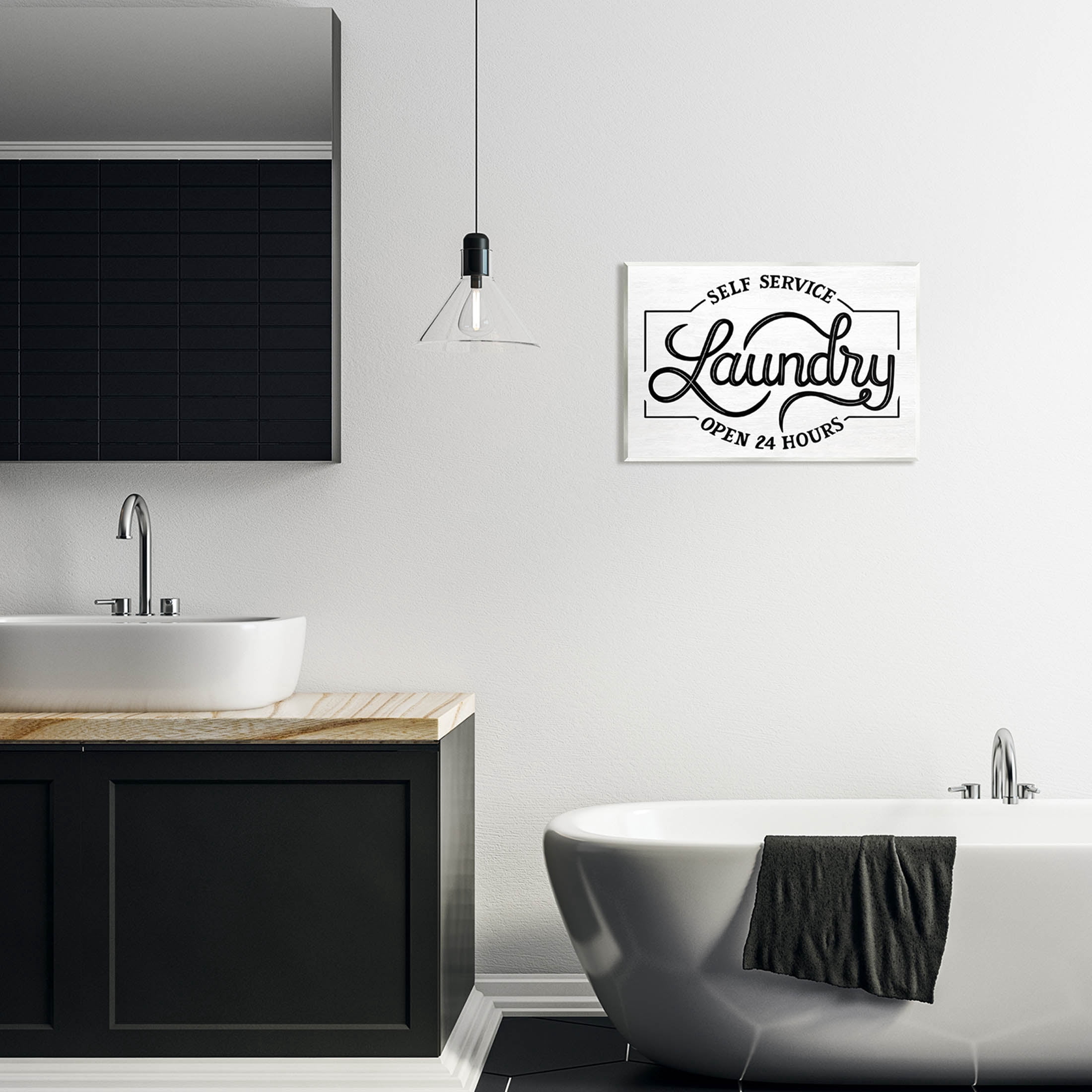 Self Service Laundry Open Sign Typography Graphic Art Unframed Art Print Wall Art