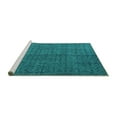 thumbnail image 2 of Ahgly Company Machine Washable Indoor Round Abstract Turquoise Blue Modern Area Rugs, 4' Round, 2 of 4