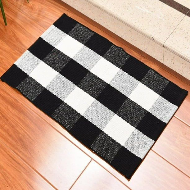 AMERTEER Black And White Buffalo Plaid For Front Porch/Kitchen/Laundry