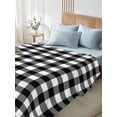 thumbnail image 5 of Black White Plaid Flat Sheet Only Twin Size, Soft Breathable Bed Top Sheets for Mattress, Modern Simple Buffalo Check Gingham Luxury Bedding Flat Sheets for Home Hotel Bedroom Bed Protection, 5 of 9