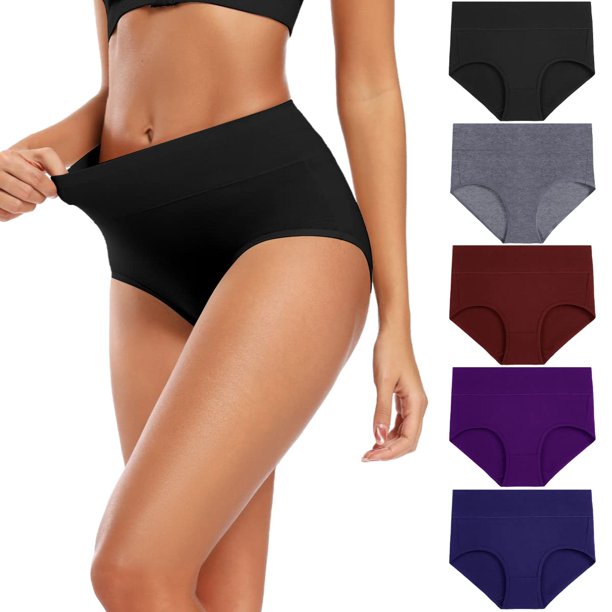 Calzoncillos Molasus de algodón suave para mujer, cintura alta, 5 unidades