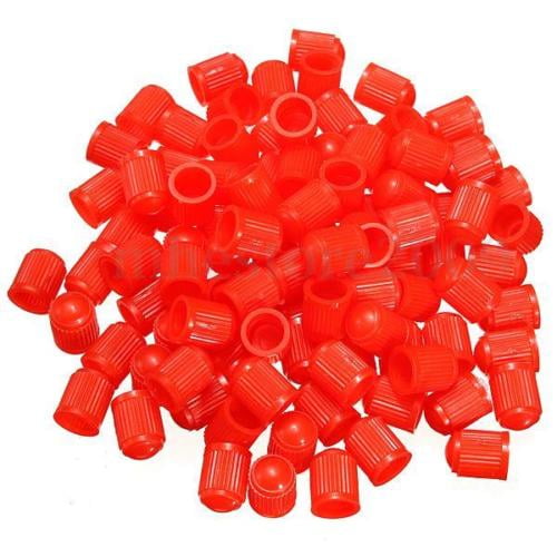 red plastic valve stem caps