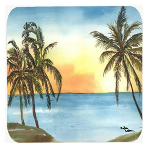 Palm Tree Foam Coasters, Set Of 4