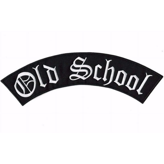Old School Top Rocker (12" x 2.5") | Large Embroidered Motorcycle Custom Patch Iron On - by Nixon Thread Co.