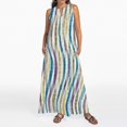 thumbnail image 1 of WILLBEST Vestido Largo Bohemio Informal Con Estampado Vintage Para Mujer, Cuello En V, Sin Mangas, Para Vacaciones En La Playa, 1 of 2