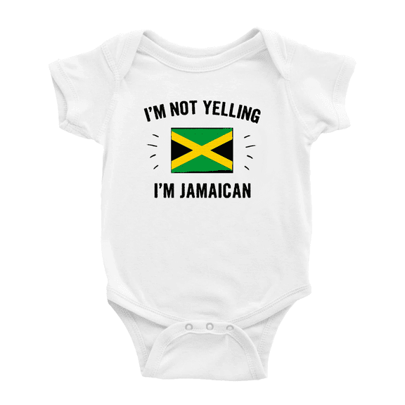 I'm Not Yelling, I'm Jamaican Cute Baby Bodysuit Romper (White, 18-24 Months)