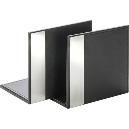 Artistic Architect Line Bookends, 6 3/4 x 6 3/4 x 5, Black/Silver