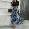 thumbnail image 4 of Womens Short Sleeve Maxi Dresses Empire Waist Long Dress Blue XXL, 4 of 6