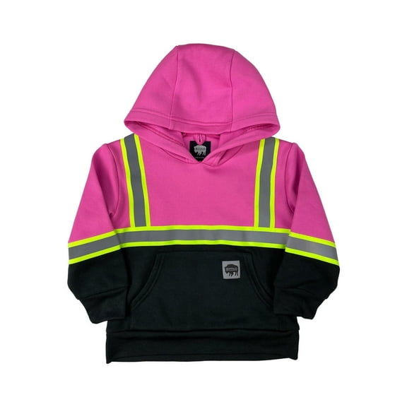 Buffalo Outdoors Workwear Kid's Hi Vis Pink Reflective Safety Hoodie