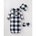 thumbnail image 5 of KIMI BEAR Newborn Baby Boy Layette Set 3-6 Months Shower Gift Essential Clothes 4 Packs Rompers Pants Sleeper Gown with Hats Mittens Outfits Set Essentials Clothing Multicolor, 5 of 9
