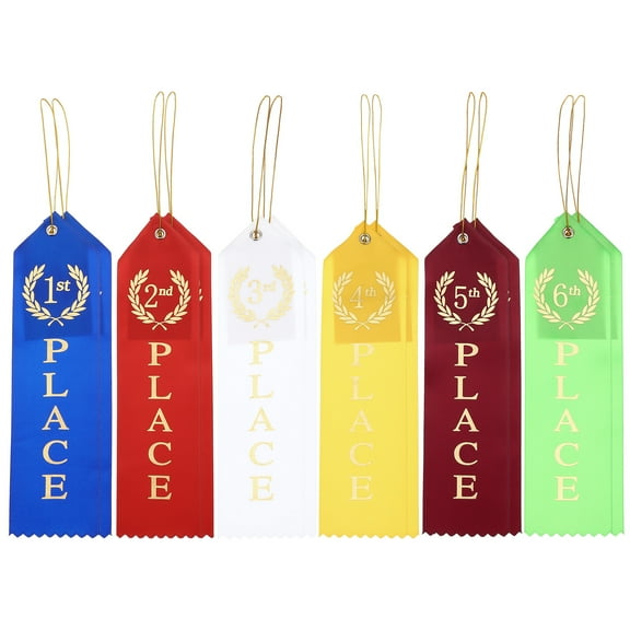 Uxcell Award Ribbons, 1st to 6th Winner Ribbons with Even Card and Rope, 6Color 12Pcs