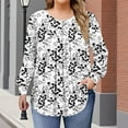 thumbnail image 2 of QQAMB Shirts for Women Plus Size Fall Dressy Casual Blouses Trendy Pleated Floral Printed Long Sleeve Tunic Tops, 2 of 6