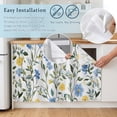 thumbnail image 5 of Blue Yellow Floral Spring Cabinet Curtain 35"Wx35"L,Dustproof Under Sink Skirt W/ Self Adhesive Tape,Summer Botanical Pastoral Green Cabinet Curtain Cover for Kitchen Sink,Bathroom Vanity, 5 of 9