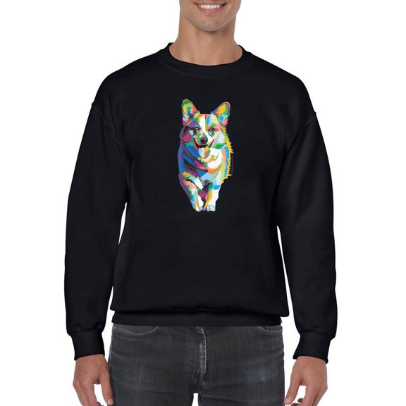 Colorful Welsh Corgi Walking Sweatshirt Men -Image by Shutterstock, Male 5X-Large