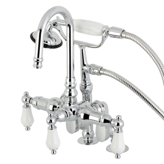 Kingston Brass CC616T1 Vintage 3-3/8" Adjustable Center Deck-Mount Clawfoot Tub Faucet with Hand Shower, Polished Chrome
