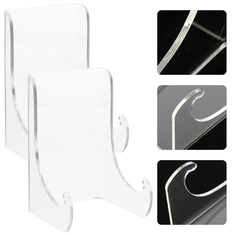 2Pcs Acrylic Plate Holder Clear Easel Stands Picture Frame Holder Stand  Multi-functional Display Holder