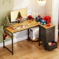 thumbnail image 2 of 40 inch Computer Desk with 4 Fabric Drawers — Home Office Desks with Storage, Writing Desk with Side Hook, Desk Study/Work Table for Bedroom and Small Space, Vintage, 2 of 9