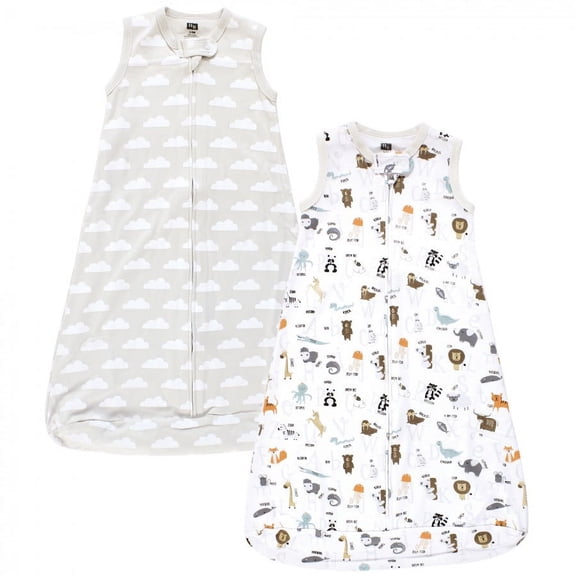 Hudson Baby Unisex Baby Interlock Cotton Sleeveless Sleeping Bag, Alphabet Animals, 0-3 Months