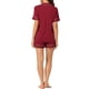 thumbnail image 3 of Pijamas de verano para mujer INSPIRE CHIC, de manga corta, con botones y pantalones cortos, conjuntos de lounge en color rojo vino, 3 of 5