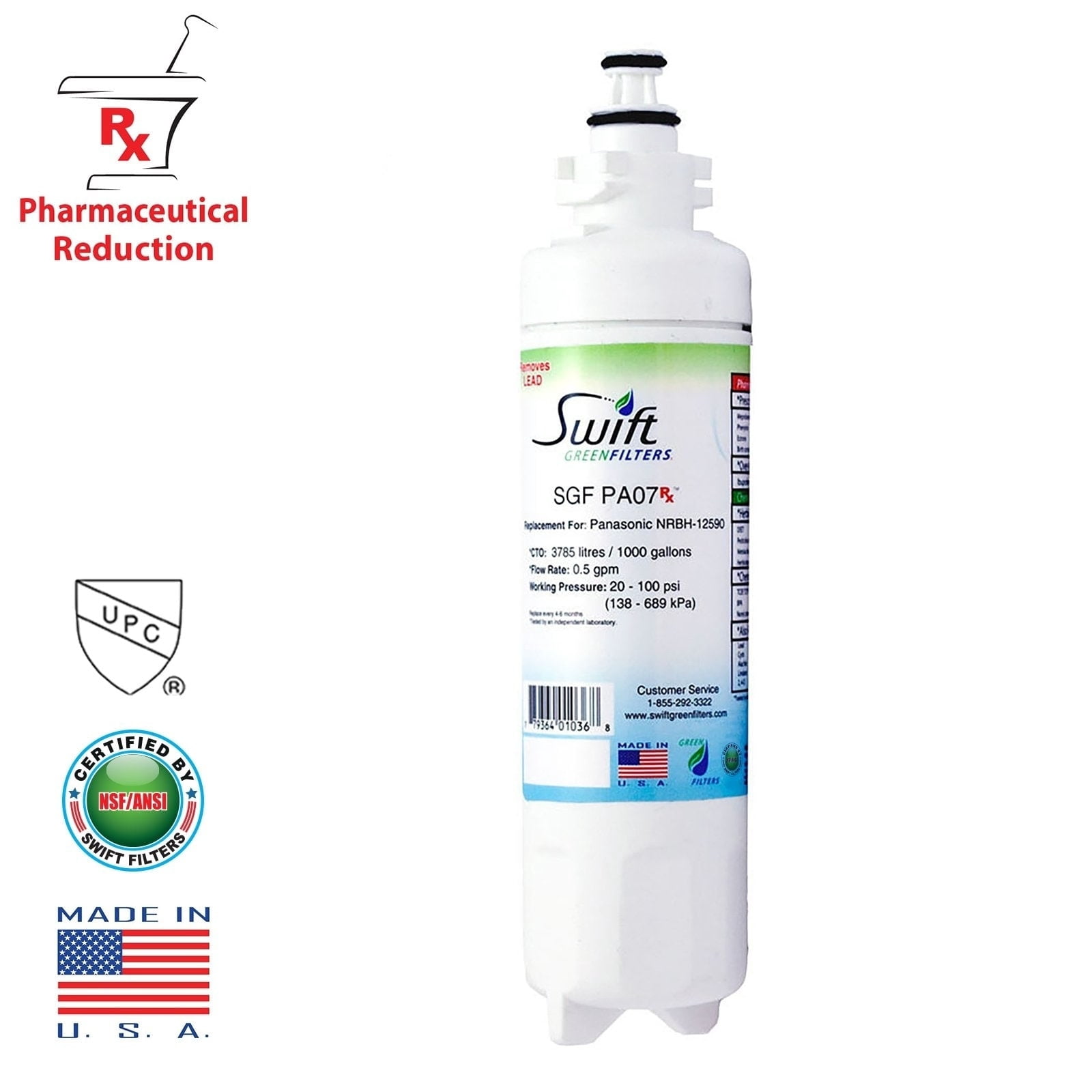 Swift Green Filters Ltd. Replacement PANASONIC NRBH12590 SERIES Refrigerator Water Filter SGF-PA07 Rx