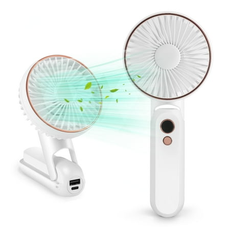 

HUKOER Handheld Fan Portable Fan with 5 Speeds&Digital Display Foldable Rechargeable USB Fan with Power Bank 180°Adjustable Mini Fan&Desk Fan for Outdoor Travel Camping Office White