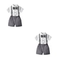 thumbnail image 2 of Qarigey Camisa con botones para niños, conjunto de pantalones en general, ropa con pajarita para niños, pantalones cortos Type18 NO18, 2 of 6