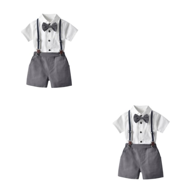 Qarigey Camisa de manga corta de verano para niños, conjunto de pantalones, fiesta, banquete, boda, pajarita para niños, ropa, pantalones Type16 NO16