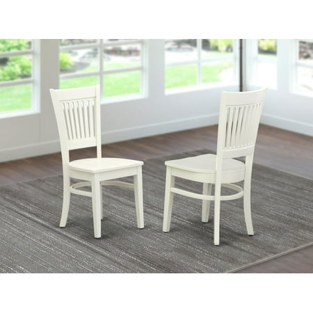VAC-LWH-W Wooden Dining Chairs 2-Piece Set-Wooden Seat and Slatted Back with Linen White Finish - Set of 2