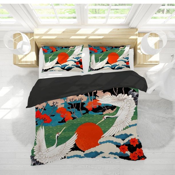 Arte japonés Funda nórdica Funda de almohada Juego de cama Dormitorio Completo Pintura