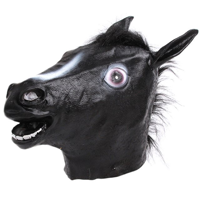 Máscara de broma de teatro transpirable con decoración de cabeza de caballo de Halloween para interiores y exteriores