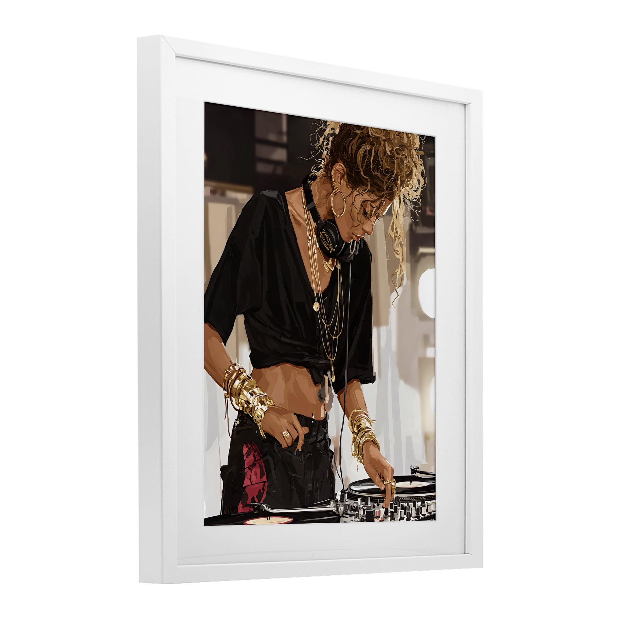 Stupell Industries Speaking Through Music DJ White Framed Print Under Glass, design by Franklyn Gregory