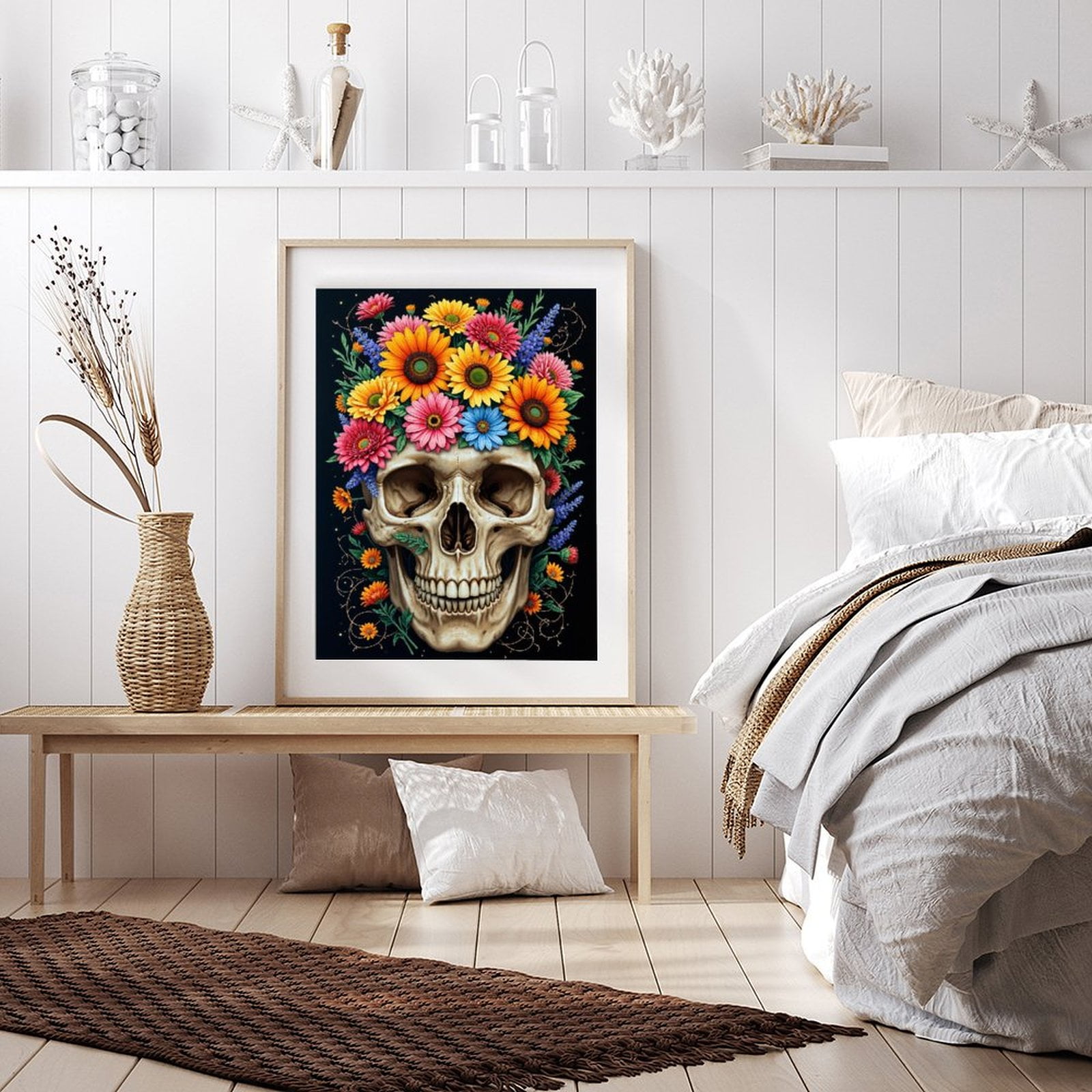 Diamond Art Kits for Adults - 5d Floral Skull Art Vibrant Design Diamond Painting for Adults, Diamond Art for Adults Beginners, Diamond Painting Kits for Adults for Home Wall Decor