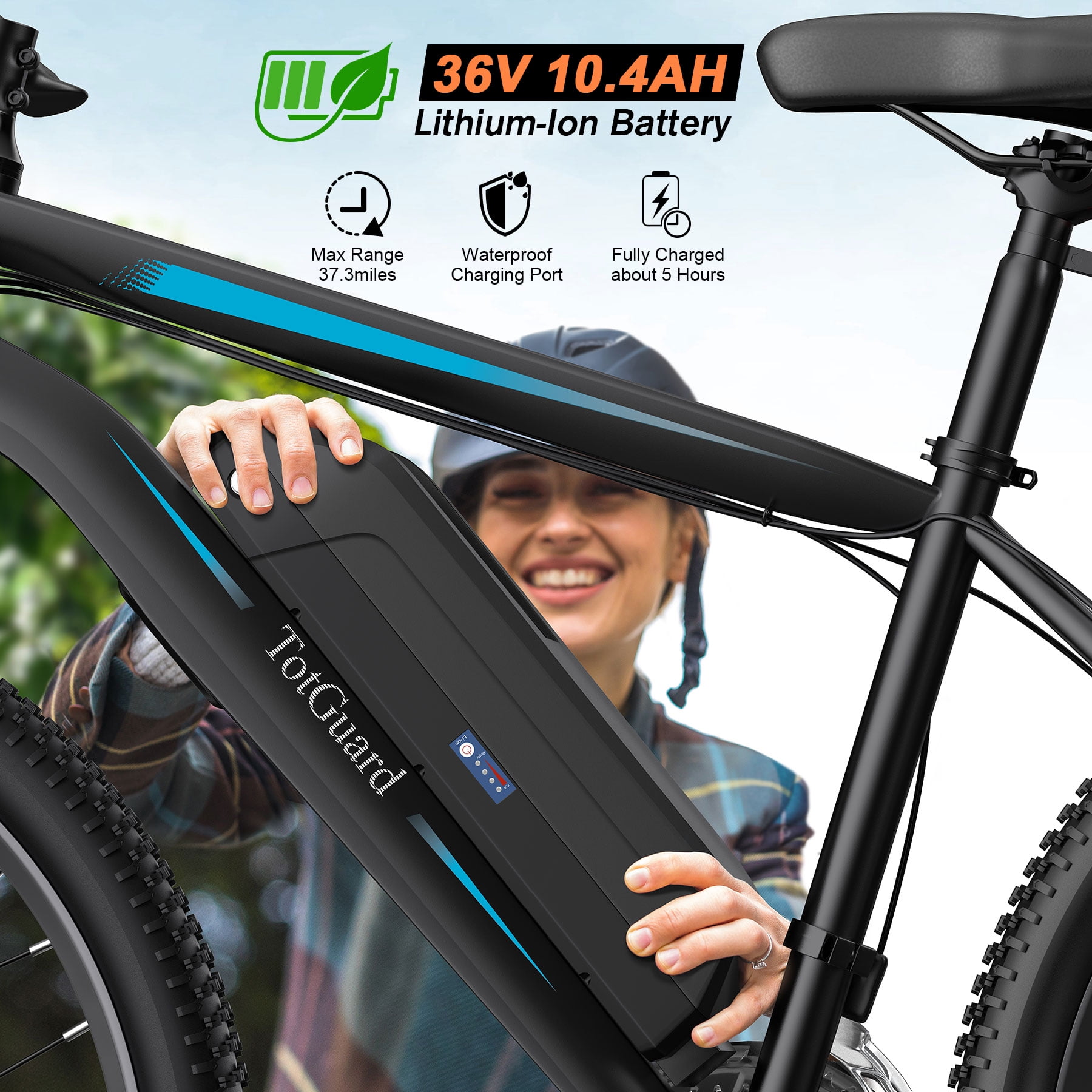 TotGuard Electric Bike for Adults, 26" Ebike 350W Adult Electric Bicycles, Electric Mountain Bike with 36V 10.4Ah Battery, Suspension Fork, Shimano 21 Speed Gears UL2849