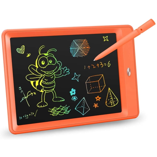 LCD Writing Tablet, 10 Inch Colorful Toddler Doodle Board Drawing Tablet, Erasable Reusable Electronic Drawing Pads, Educational and Learning Toy for 3-6 Years Old Boy and Girls (Orange)