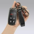 thumbnail image 3 of Carbon Fiber Pattern White Smart Key Fob Cover Case Fit for Jeep Grand Cherokee Renegade for Chrysler 200 300 for Dodge RAM Durango Challenger Journey Keyless with Keychain, 3 of 8