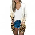 thumbnail image 2 of Lolmot Cardigan For Women Lightweight Open Front Long Sleeve Blouses Leopard Print Winter Fall Sweater Loose Casual Knit Outerwear with Pocket, 2 of 5