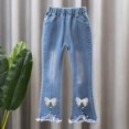 thumbnail image 2 of SERTG Big Girls Print Flared Pants Elastic Waist Jeans Floral Bottom Kids Spring Summer Casual Everyday Outdoor Slim Trousers(Light Blue#1,4-5 Years), 2 of 6