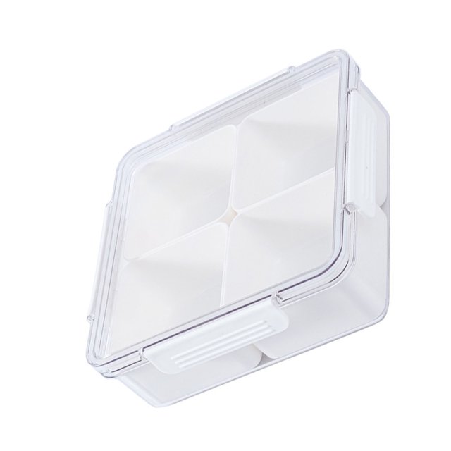 4 Compartments Snack Box, Large Capacity Divided Food Veggie Fruit Storage Containers for School Work Travel Entertaining