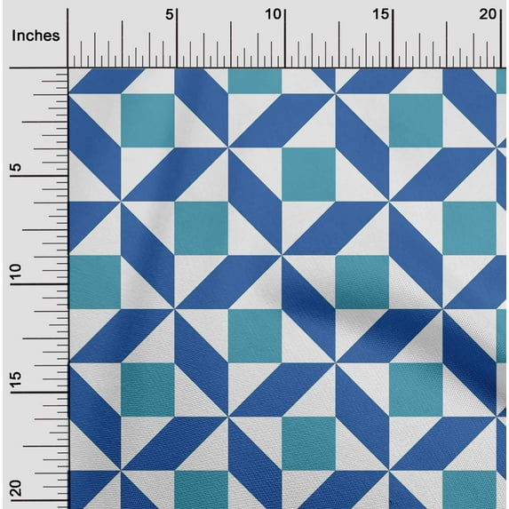 oneOone Viscose Chiffon Fabric Triangle|Parallelogram & Square Geometric Print Sewing Fabric BTY 42 Inch Wide