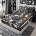 thumbnail image 2 of Erosebridal Gothic Skeleton Ghost Zipper Twin Comforter Sets with Fitted Sheet and 2 Pillowcases,Halloween Black Cats Zipper Bedding Set,Dark Grey,Reversible, 2 of 7