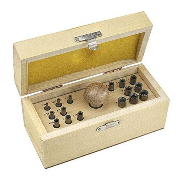 16 Punch Bezel Setting Tool Set in Wood Box with Handle and Punches