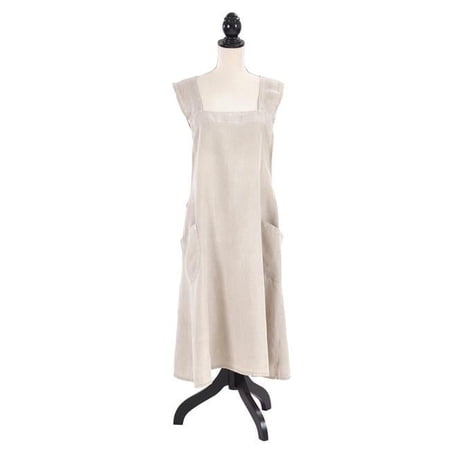 SARO Front Two Pocket Criss Cross Linen Apron Taupe